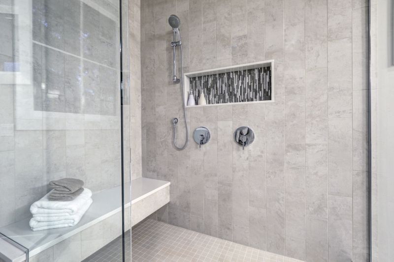 Minimalist Shower with Monochrome Tiles